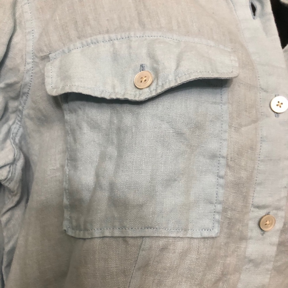 ⚡️5/$15⚡️Talbots | Lt. Blue Linen Blouse - Picture 5 of 8